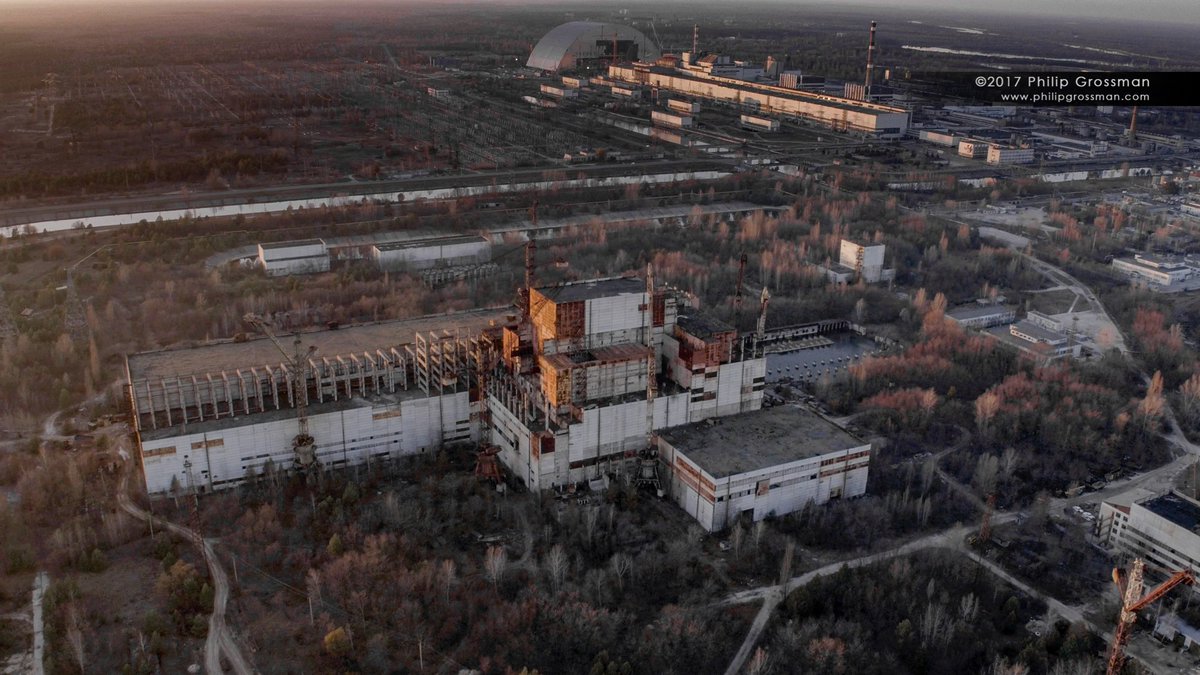 PGPImages's tweet photo. Chernobyl was to be a marvel of modern Soviet nuclear power. Its plan was to have up to 12 reactors. Units 5 &6 (foreground) were under construction at the time. @hbo @clmazin #ChernobylHBO #exploringthezone @Chernobyl @CanonUSApro @DJIGlobal #chernobyl https://t.co/4xAz4JtIDa