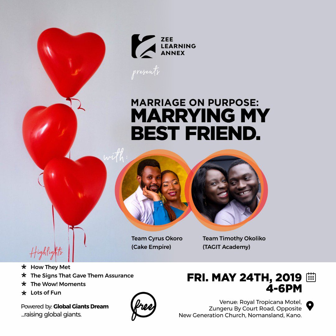 zlearningannex's tweet photo. A special edition you don't want to miss.
A MUST attend for every single and married person.
Come and learn from these amazing and #PurposefulCouples.

#FreeEntry https://t.co/r1lkgi2C3J