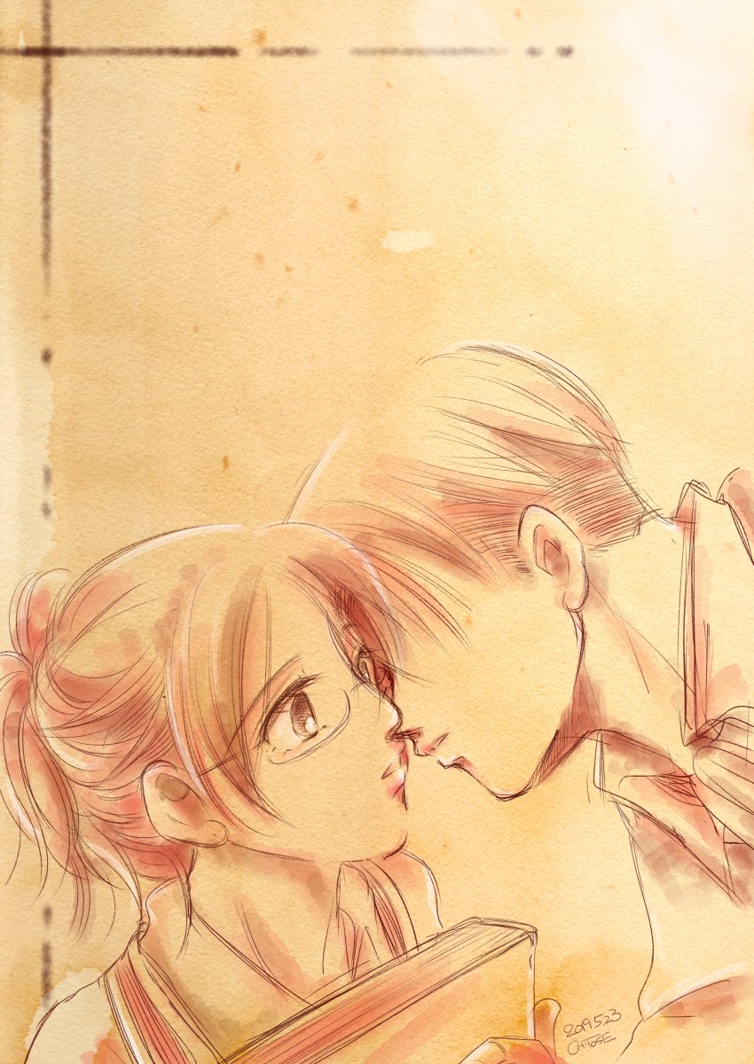 Twitter 上的 チトセ キスの日 リヴァハン イラスト リヴァイ ハンジ ゾエ 進撃の巨人 Illustration 本ばかり読んでんじゃねえ T Co 8hfdqm9b2u Twitter