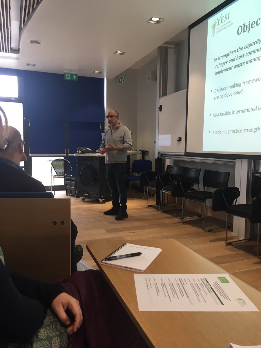 YESIUoY's tweet photo. Richard Friend introduces our networks to the new @Wasteshed1 network designed to explore waste management in refugee camps #YESISupportedProject @joroseHA @Morgred @insanity_one @AdeBruin_SEI @SarahWest_SEI https://t.co/Jlc7a1tw9S