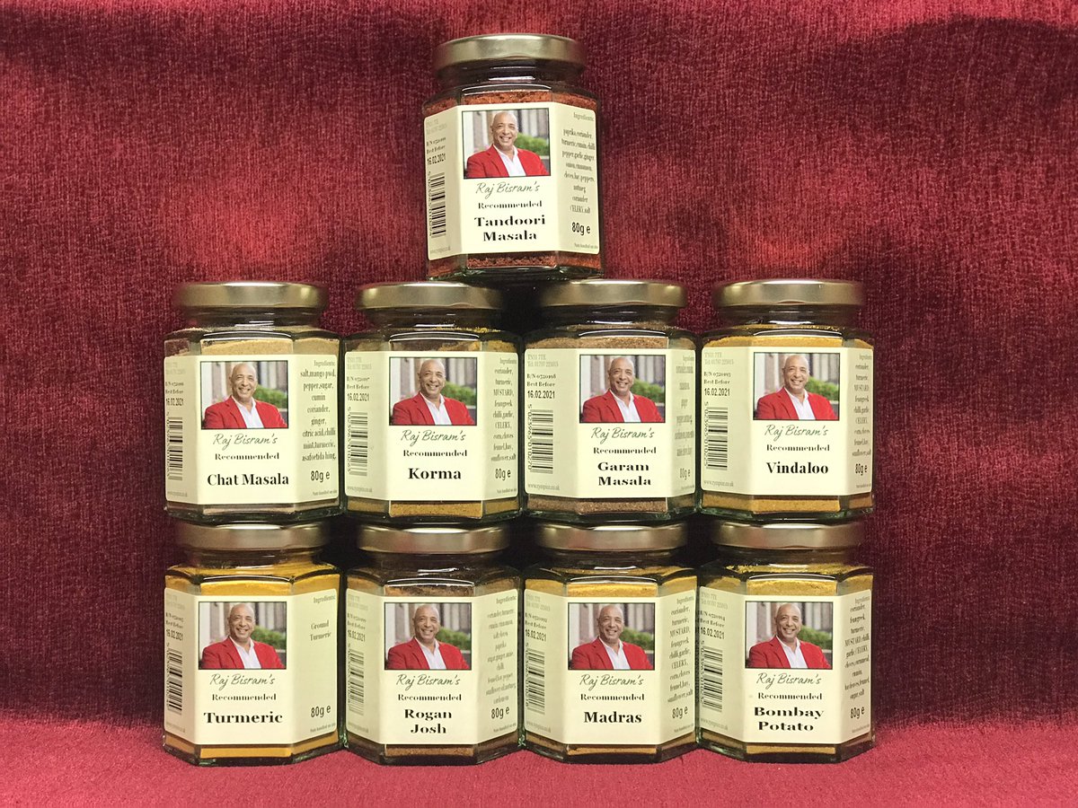 The <a href="/Raj_Bisram/">Raj Bisram</a> curry range. Set of 9. Available to order.  If you are also interested in stocking this new range please contact us. #farmshops #shops #curry #spices #rye #sussex #kent