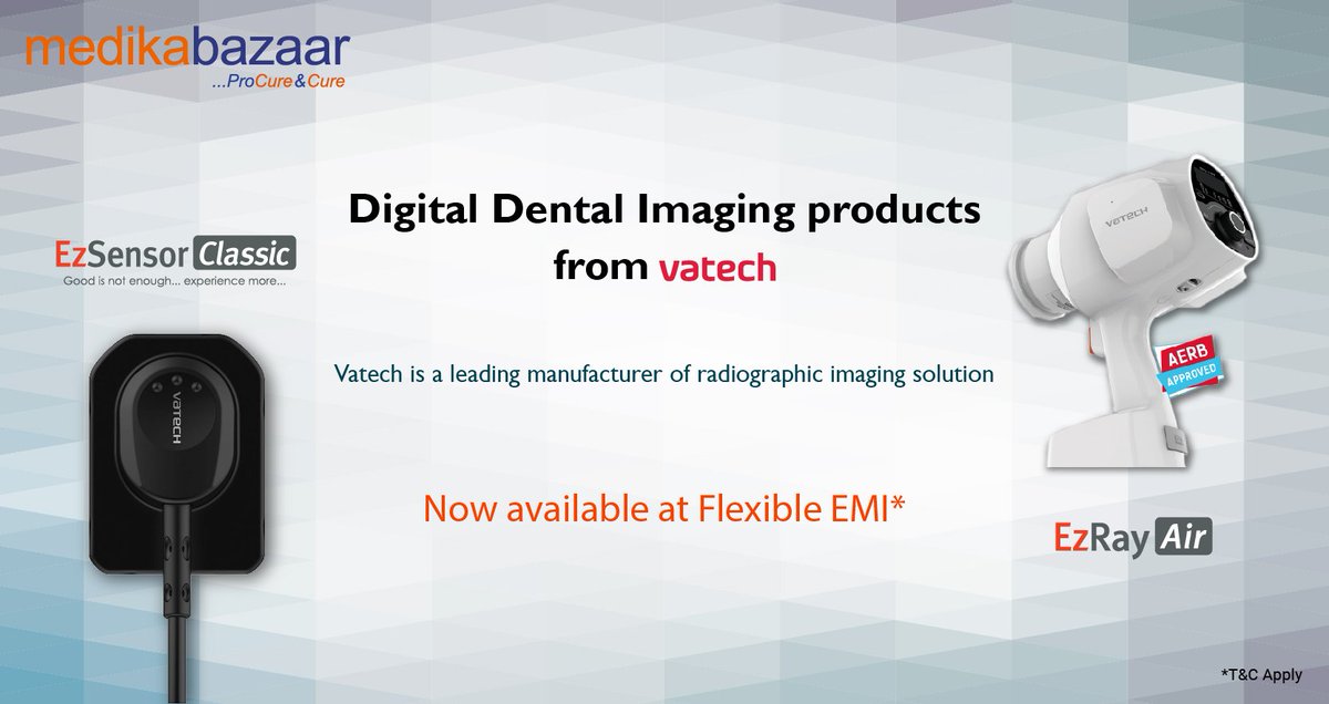 Medikabazaar's tweet photo. #Medikabazaar is back with Vatech dental imaging products. Get them at unbeatable prices and use our flexible EMI option for easier payment. Hurry up and shop now!
Visit:https://t.co/PNuZpkBt72
#vatech #dentalproduct #RVGSensor #XRay https://t.co/i9M7V5rQcG
