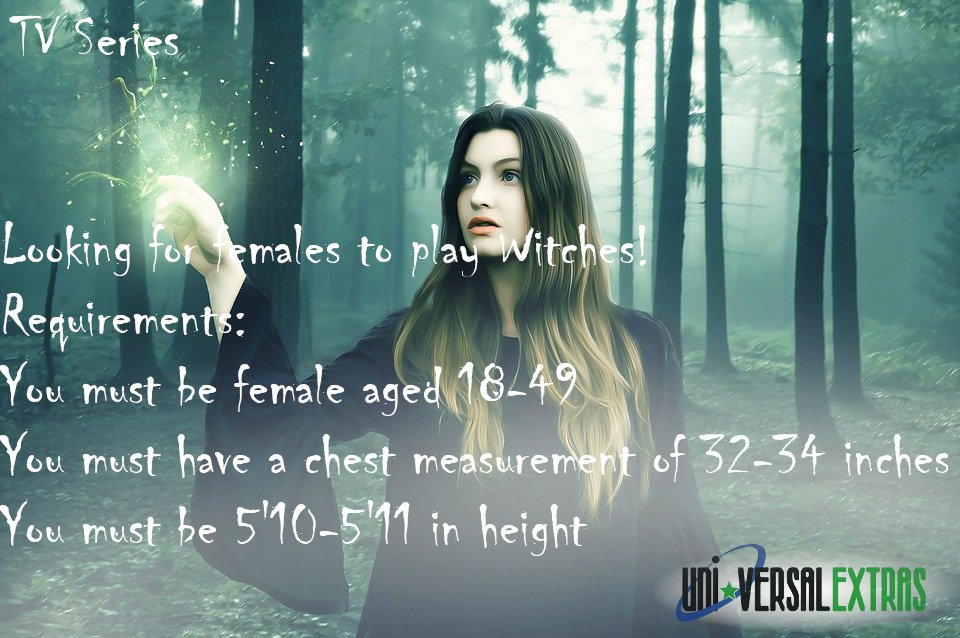 UniEXTRAS's tweet photo. TV SERIES- looking for females to play #Witches filming in #Cardiff!

If you fit the requirements, please apply on our jobs board: https://t.co/WflZ0kNHTs

#FilminginWales #TVseries #TVextras https://t.co/40nwCohXND