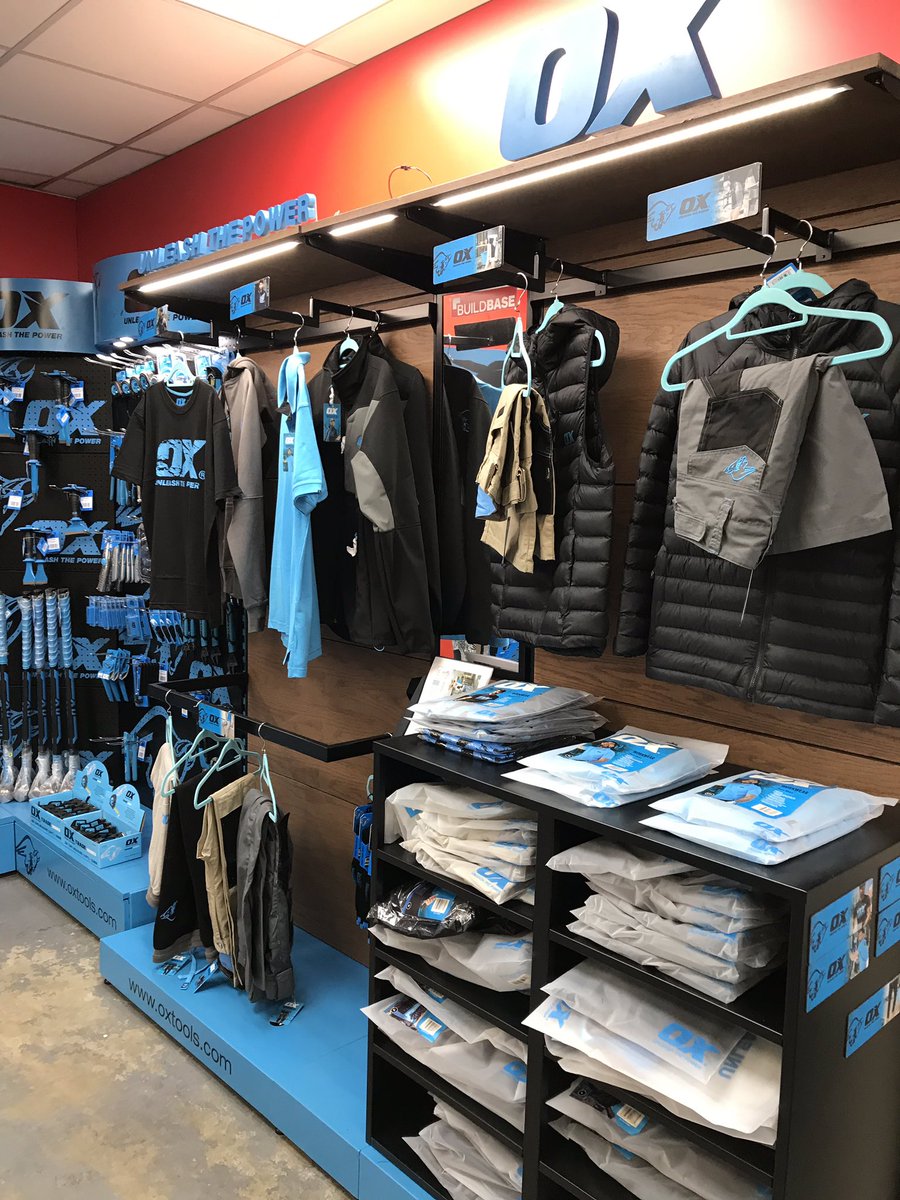 Buildbaselondon's tweet photo. Pop down and see our new #oxtools stands at Buildbase Chessington KT9 1SG with the new clothing range to match👍#makingbuildbasebrilliant https://t.co/C1uhsgib8t