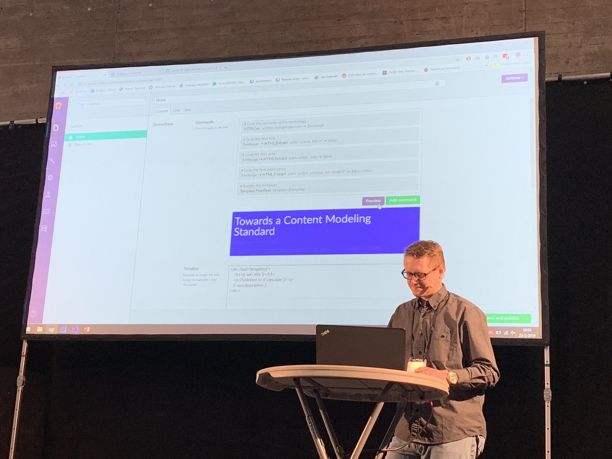 thechiefunicorn's tweet photo. Every now and then, there’s a defining moment during #CodeGarden that’ll affect #Umbraco in the future. The #denina talk from @gadgetopia and @LennardF1989 is up there with when I saw thenArchetype and uSky talks. This will be huge. We’ll make it huge! #h5yr https://t.co/JCrGFRqHBU
