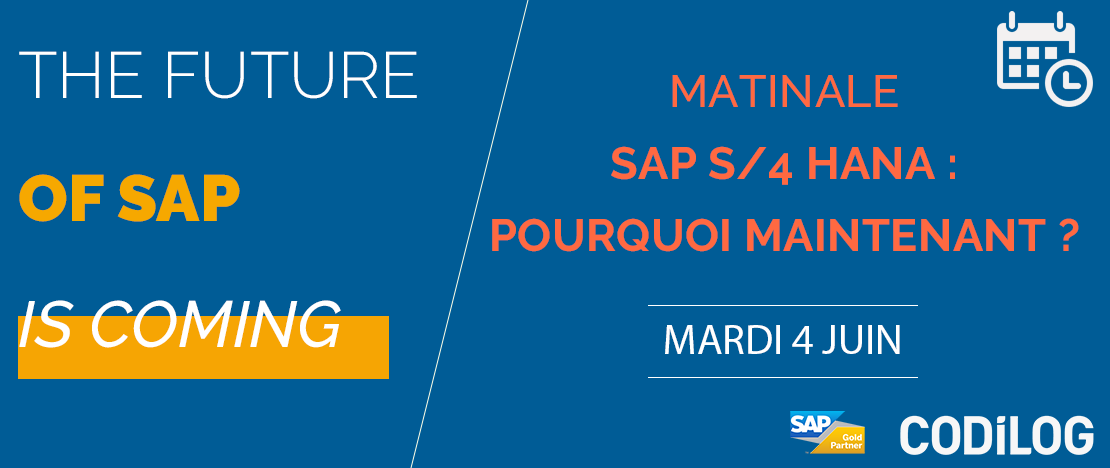 CODiLOG's tweet photo. 📢 [Matinée S/4 HANA : pourquoi maintenant ?] 
Vous êtes en route vers S/4 HANA ? Ou bien, vous hésitez à franchir le pas ? 
Rendez-vous le 4 juin pour échanger sur vos projets de transformation avec nos experts ! 
https://t.co/1SRMwlnUns SAP #SAP #CODiLOG #S4HANA #Innovation https://t.co/TJFzAbeszH