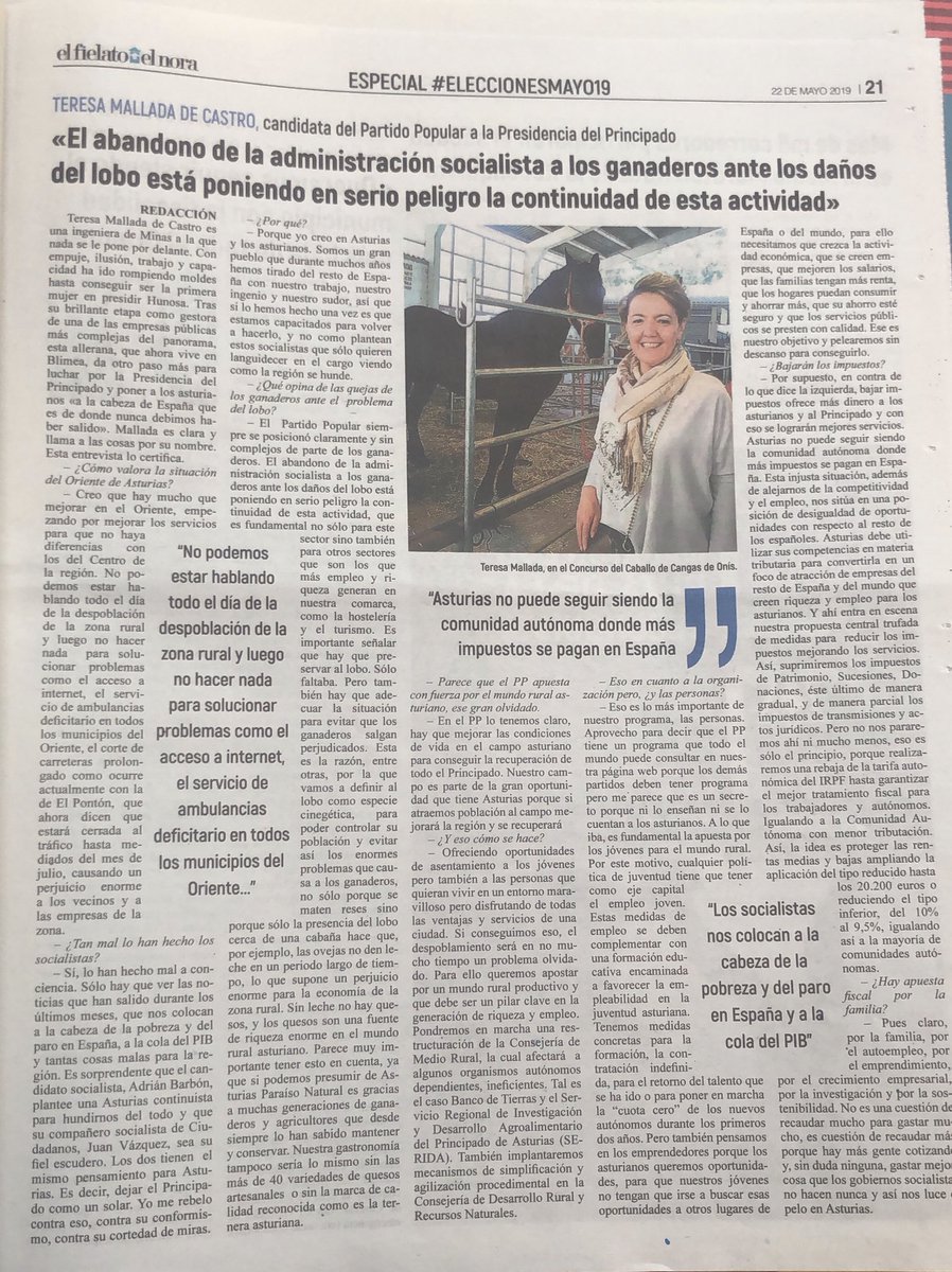 Compartimos el apoyo del Partido Popular, en este caso a través de Teresa Mallada De Castro -candidata a la presidencia del Principado- al sector ganadero de Asturias perjudicado por el ataque del lobo 🇪🇸🔽
#FelizJueves
#IlusiónPorAsturias