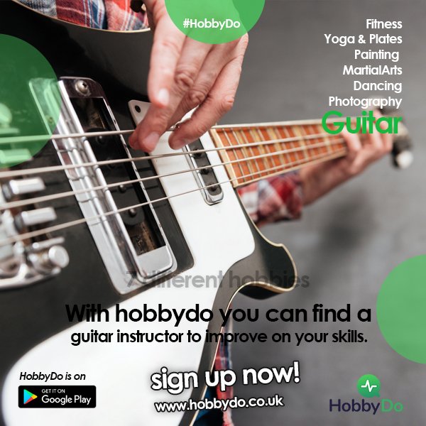 hobby_do's tweet photo. With hobbydo you can find a guitar instructor to improve on your skills. #HobbyDo #Fitness #Yoga &amp; #Pilates #Painting #Boxing #MartialArts #Dancing #Photography #Guitar https://t.co/YT29pSC9cc