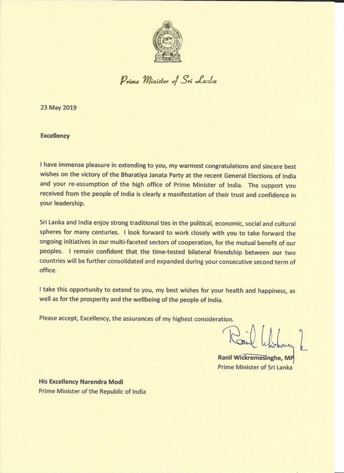 #BREAKING: Chinese President Jinping, Russian President Putin, Israel PM Netanyahu, SriLanka President and PM, Nepal PM, Afghan President Ghani and Maldives FM Shahid are among the first to congratulate Prime Minister <a href="/narendramodi/">Narendra Modi</a> for a massive victory in Indian Elections.