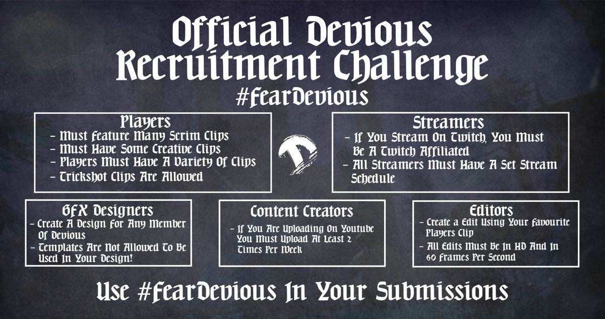 DeviousOps's tweet image. The Offical 2019 Devious Recruitment Challenge👀 
#FearDevious