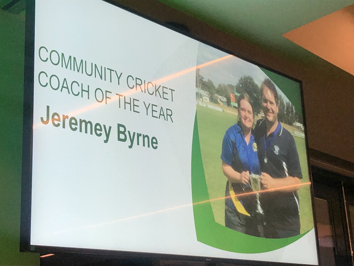 Another win for the Vics - Community Coach of the Year to Jeremy Byrne from the Ballarat Cricket Association #asportforall