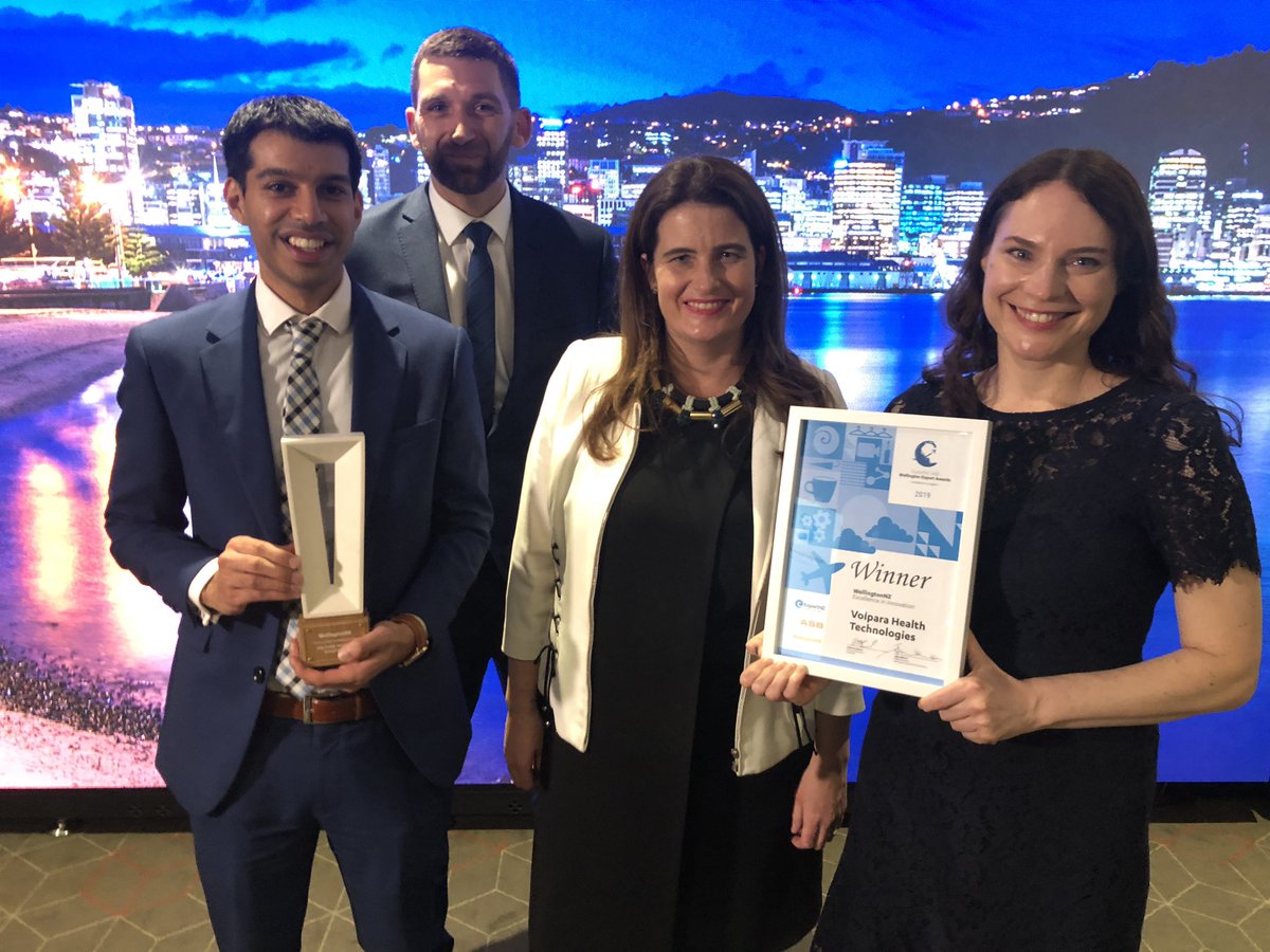 Congratulations @VolparaDensity - winner of Wellington’s Exporter of the Year Award  at the <a href="/ExportNZ/">ExportNZ</a> Wellington Export Awards tonight. A super smart business driving world-leading research to fight breast cancer. #LoveWellington
