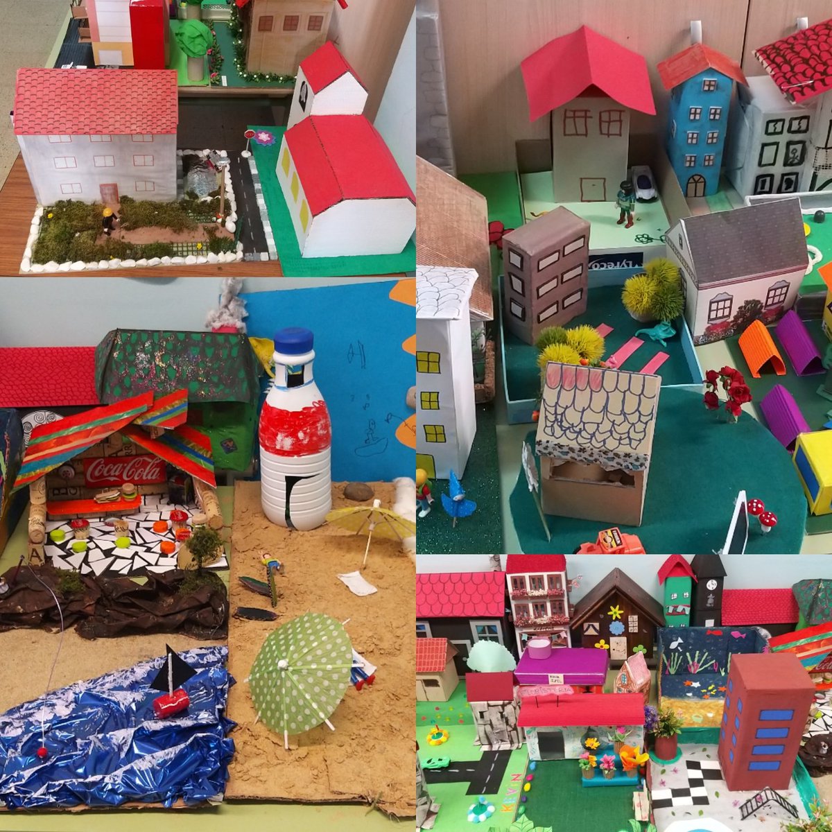 CEPdeLaredo's tweet photo. Maravillosas  maquetas realizadas por  las familias  de la etapa de infantil  del #ceippalacio de Noja. Proyecto " Las siete villas". Representación  de diferentes ubicaciones. https://t.co/bdbybVPTJN