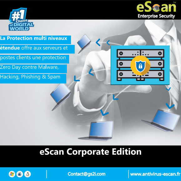 GS2i's tweet photo. Protégez les réseau de 5 à 5000 postes et + avec eScan Enterprise.

Protection multiniveau de vos serveurs et postes clients contre les attaques Zero Day : Phishing, Hacking, Malwares et Spam

https://t.co/BNdv2sIakf…/219-escan-enterprise-editio…
L'équipe GS2i à votre service https://t.co/gwkFU33dxm