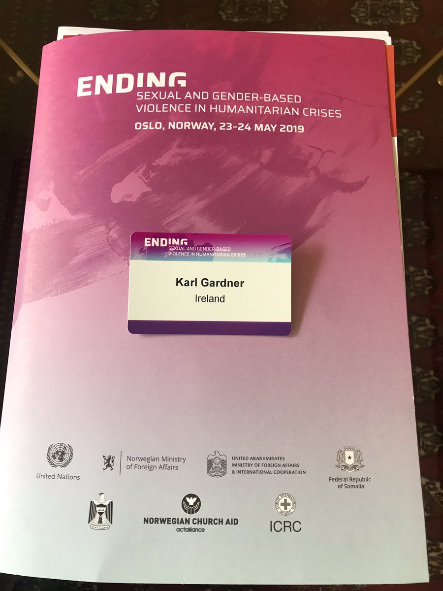 It’s vital we work to end sexual &amp; gender based violence in humanitarian crises. Looking forward to welcoming Minister  @KZapponeTD who will lead #Irish delegation at tomorrow’s #EndSGBVOslo conference.