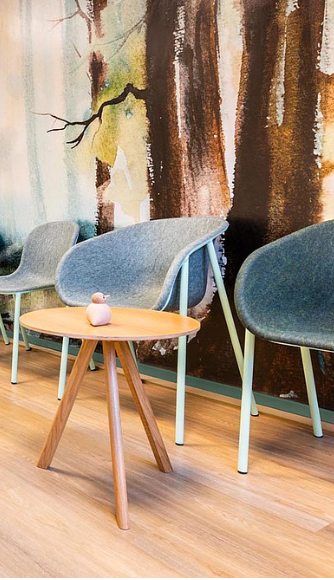 DeVorm's tweet photo. BKP Architects designed a new health care practice for childeren. Featuring our LJ 1 and LJ 2 PET Felt chairs ♻️ . #healthcare #interior #design #architecture https://t.co/6t5SCW72sx