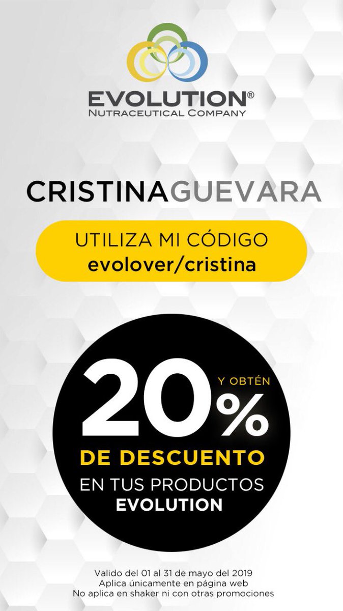CrisGuevaramex's tweet photo. Utiliza mi código :Evolover/Cristina y obtén un 20% en l compra de cualquier producto @ENC_Fitness 💪🏼🏋️♀️ #freeDoping #Tucuerpoloestodo https://t.co/5qE4I85s1Z