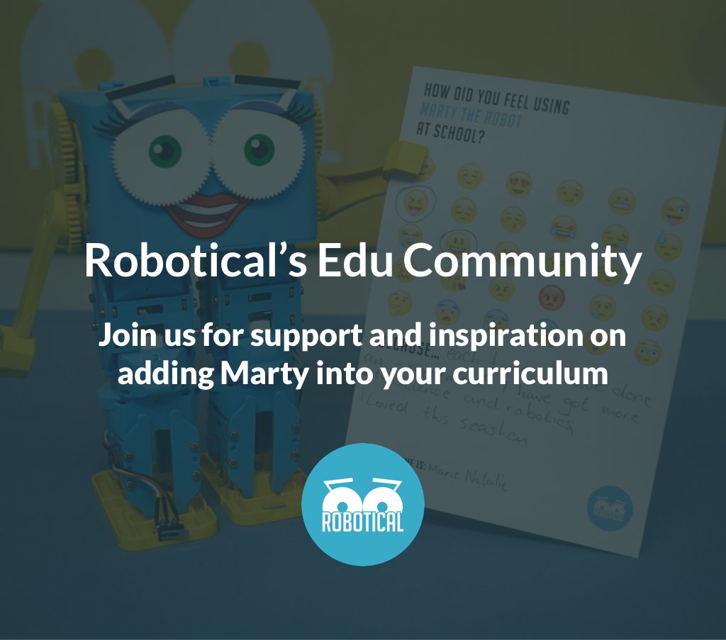 RoboticalLtd's tweet photo. Have Marty in your school or code club? Join our #educator #community group on Facebook to ask questions, share ideas and stay up to date on all things education at Robotical! #Education #Sharing #Ideas #Inspiration #RoboticsInTheCurriculum
Join here,
https://t.co/S4cxkKXyAR https://t.co/1XRqjdmiN3