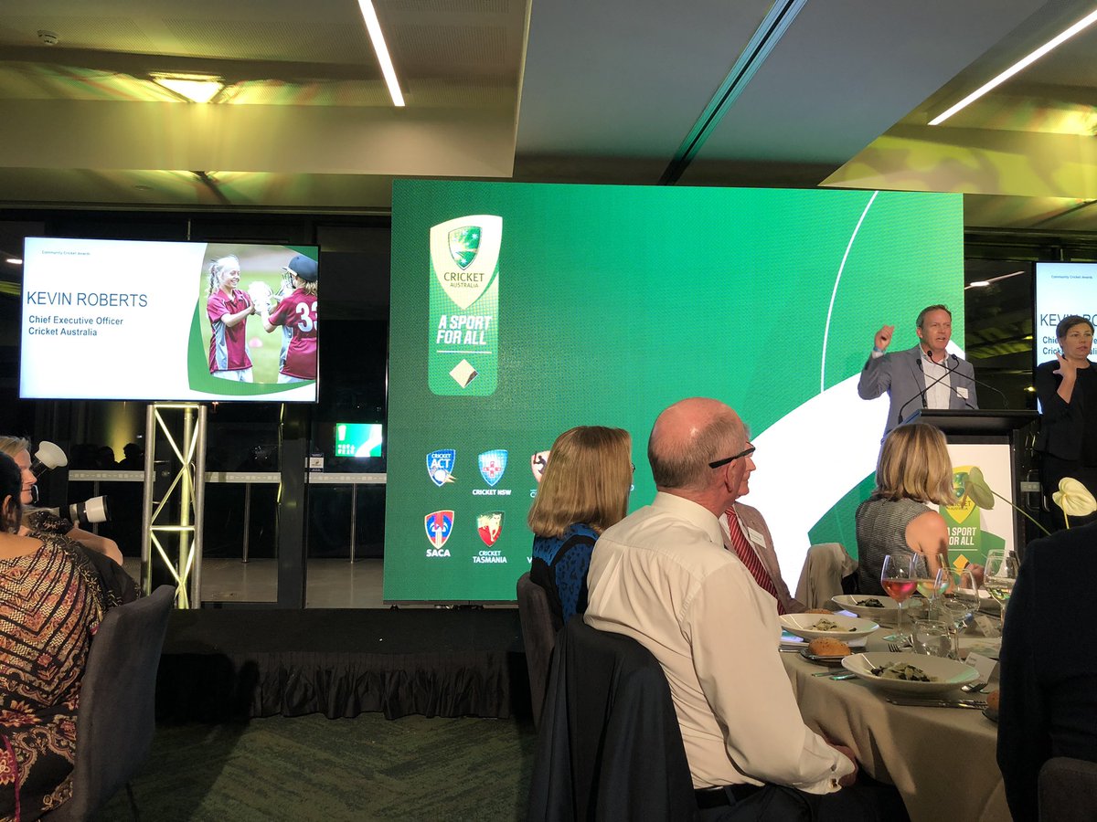 LukeMurphy_93's tweet photo. Great start to the #asportforall awards tonight! Kevin Roberts spoke about his experiences with junior cricket and Ginniderra Cricket Club took out the Premier Cricket Club of the Year! Now time for dinner and the second half of the awards 🏏🎉 https://t.co/U1XUXc3boS