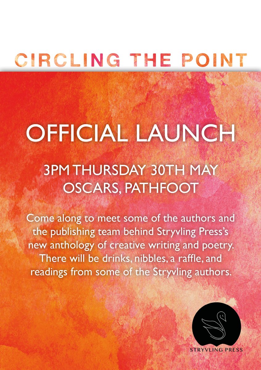 BIG NEWS! In exactly one week it's the official launch of #CirclingThePoint 🎉 If you're near Stirling, come along to our launch party at 3PM in Oscars, Pathfoot Building, Stirling University. #creativewriting #scottishpublishing #publishingevent #launch #stirpub #stirling