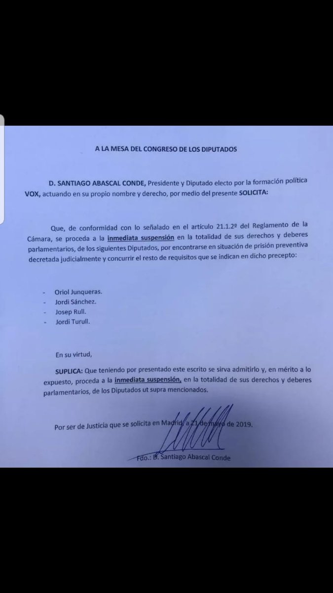 El Tribunal Supremo responde a <a href="/meritxell_batet/">Meritxell Batet</a> que no eluda su responsabilidad y haga su trabajo. Hoy lo dice el Tribunal Supremo. <a href="/vox_es/">VOX 🇪🇸</a> lo registro el pasado martes: Sra. Presidenta, lea el Reglamento de la Cámara y aplique sin dilación el art. 21. 

m.europapress.es/nacional/notic…