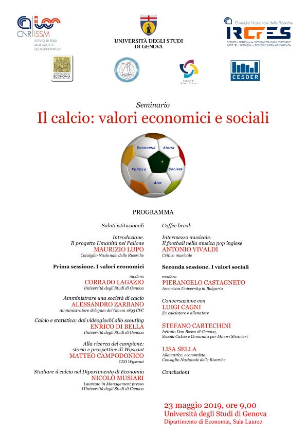 Il calcio: valori economici e sociali (Genova, 23 maggio 2019)
