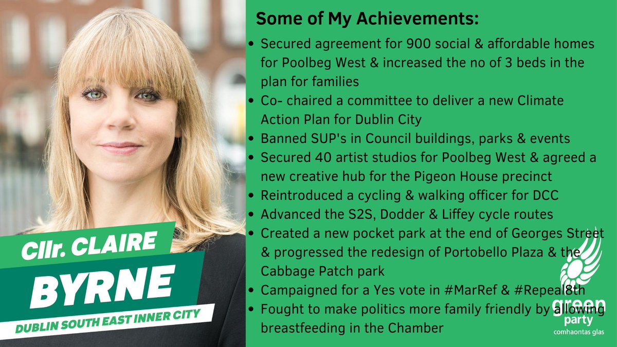 CByrneGreen's tweet image. With polling day upon us, I'm reflecting on the some of my achievements during my last term. I'd love the opportunity to use my experience to progress these initiatives. To keep your Green Voice for South East Inner City please Vote No.1 for me tmrw #LE19 #wantgreenvotegreen