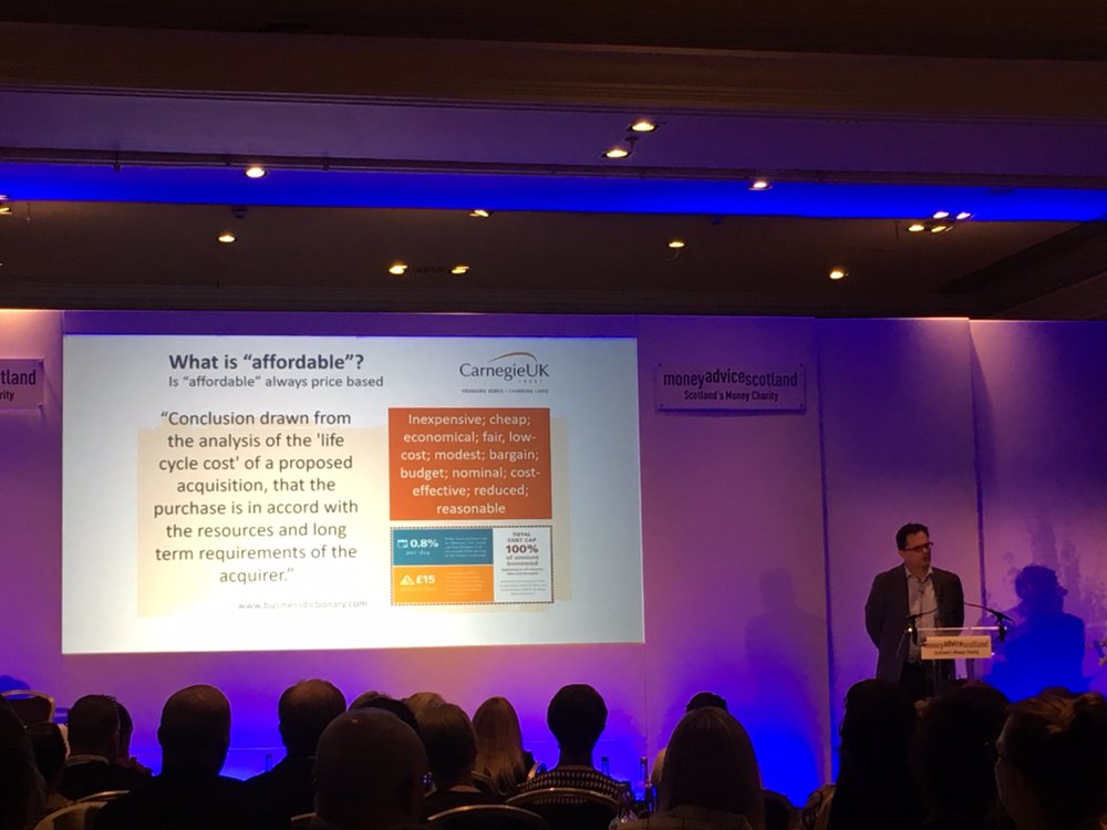 moneyadvicescot's tweet photo. Niall Alexander of @CarnegieUKTrust talks about how affordable credit is not always defined by price and should be thought about more in terms of value proposition - the value of a credit product (or any product) is determined by individual consumers #MAS30 https://t.co/XpYpeenqHx