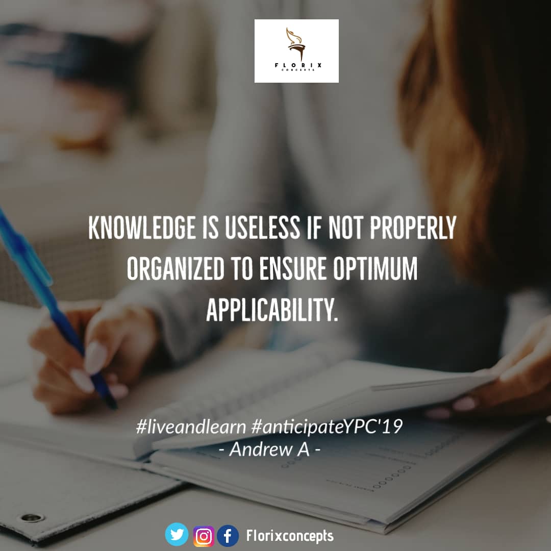 florixconcepts's tweet photo. #Knowledge is #useless if not properly #organized to ensure optimum applicability. - Andrew A. -
#stopandthink
#leadership
#quotes
#Ypc2019 https://t.co/TVYEKQF4mN