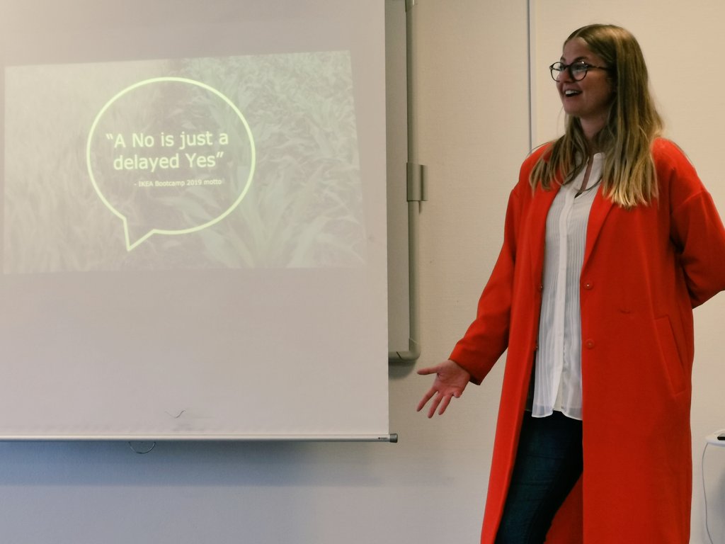 alinsanta's tweet photo. "A no is a delayed yes" Morning talk with #rainmaker #IKEAbootcamp #plusimpactaccelerator @singularityu https://t.co/f5tMalnecL