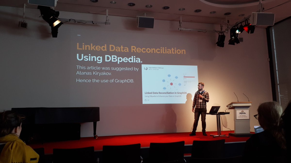 Straigh from #Scotland:  <a href="/Addlesee_AI/">Angus Addlesee</a> on 'Data Reconciliation - Using #DBpedia to enhance your data'  <a href="/updatewallscope/">Wallscope</a> #semanticweb #DBpediaForBusiness #knowledgegraphs #datamatters #DBpediaLeipzig