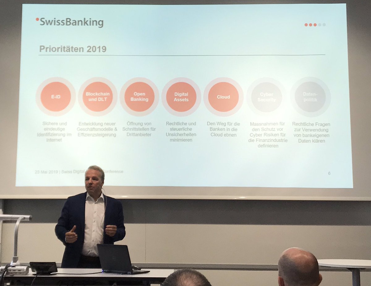 RichardDratva's tweet photo. Although Switzerland is not part of the #PSD2 regulation, #OpenBanking is nevertheless one of the 5 priorities of the Swiss Banking Association @SwissBankingSBA in 2019.
via @Jonas_epp, #SDFC19 https://t.co/7F77NPQwA0