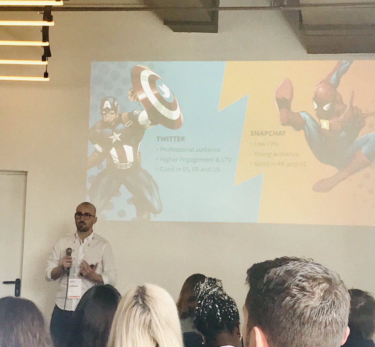mandulaok's tweet photo. @LoryDoc87 killing it at #AGSBER with the Ad-Vengers and How to take on the #UA duopoly @Free2Move #Mobilemastermind 🧞‍♂️ @AppGrowthExpert https://t.co/NSpnC5JM03