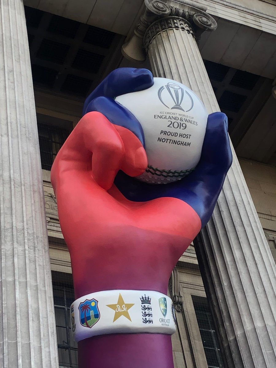 Swannyg66's tweet photo. In Market Square to reveal #GiantCatch for  @cricketworldcup in Nottingham this morning! Look familiar? 

#CWC19 fanzone opens for 4⃣ days on Thursday 30th, come down for family fun and live World Cup matches on the big screen. https://t.co/D9dW7Wrwjv