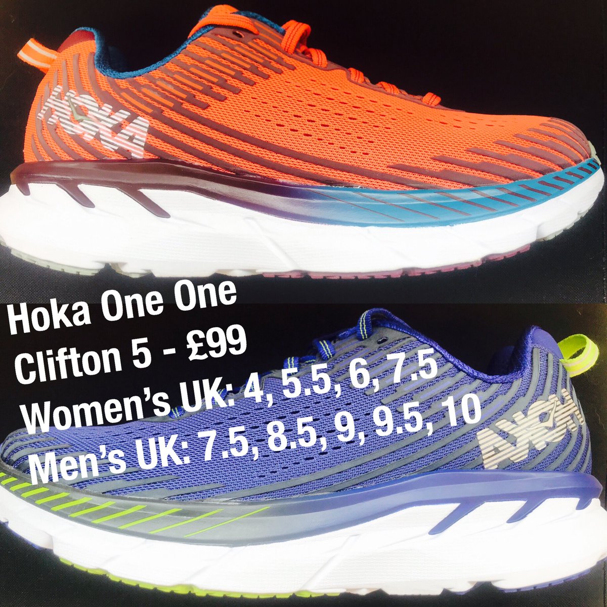 made_to_run's tweet photo. Bank Holiday Madness Sale starts today! Over 100 shoes for under £100 including favourites like the Hoka Clifton 5 and Brooks Adrenaline #BankHoliday #StHelens https://t.co/yBGdbpzaQX