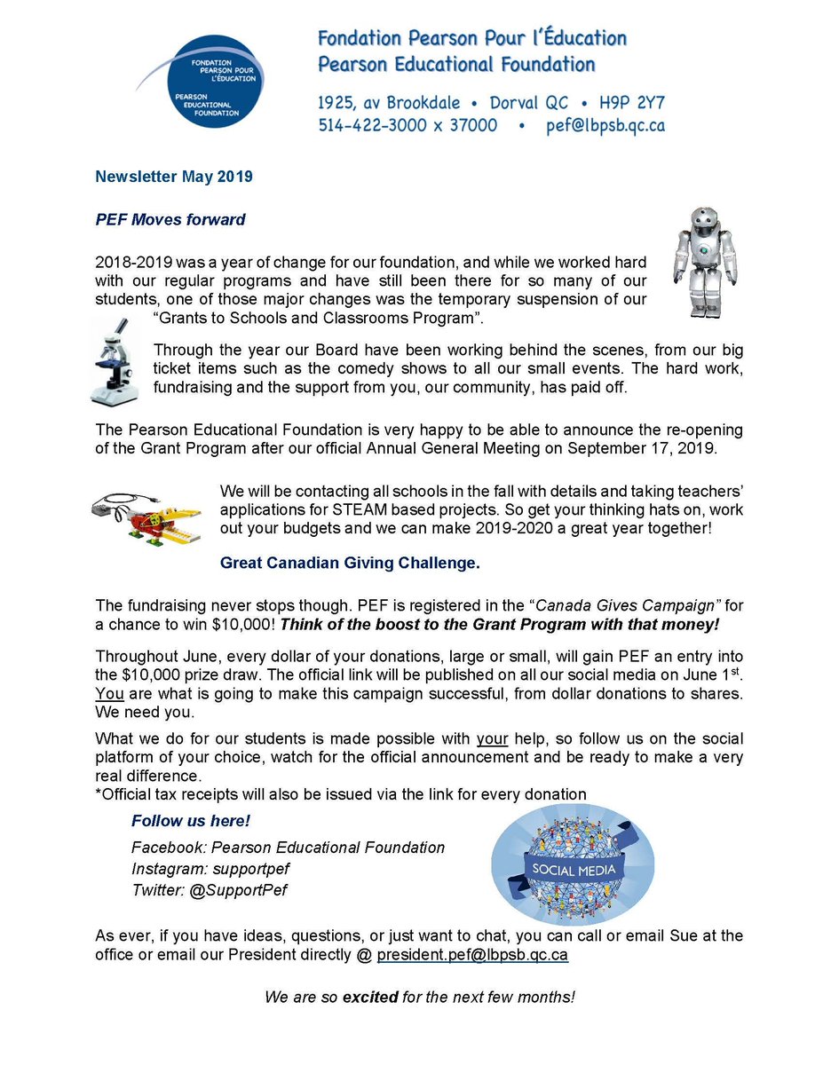 The May PEF Newsletter is now up. Enjoy! Stay tuned for more details on the June social media campaign.