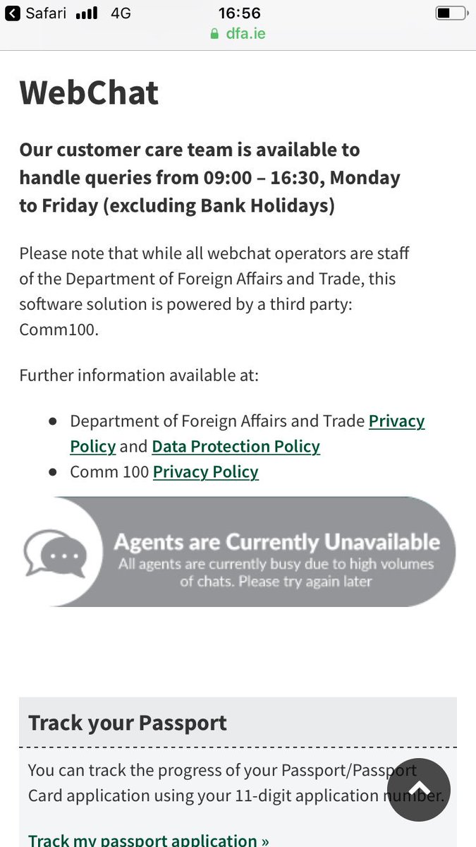Yvosty's tweet photo. @PassportIRL No it’s not refer to the screen shot and no one answers the phone either. I spoke to the receptionist of the dept if foreign affairs and she confirmed same. When I complained she said ring your local TD to help you https://t.co/OG2PlSWTvJ