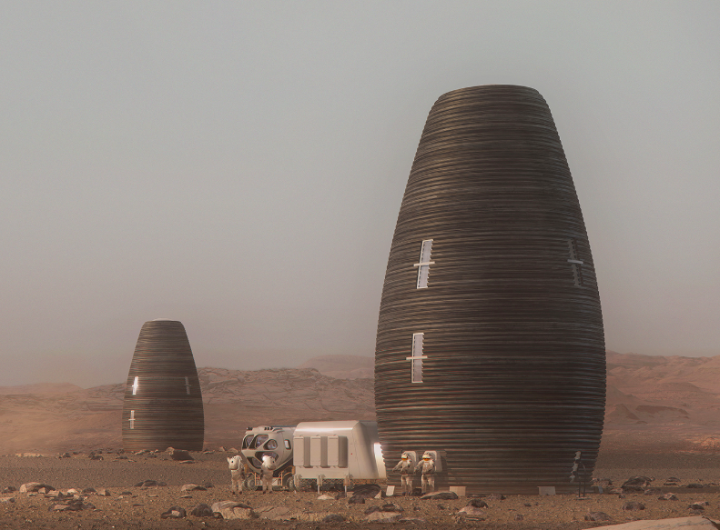 SpaceVault's tweet photo. Sociability was a major factor in the development of this biodegradable design that just won 1st place in @NASA 's Mars Habitat Competition. https://t.co/1ETmrZcC6T #Mars #SpaceSettlement https://t.co/m3LBZkQggE