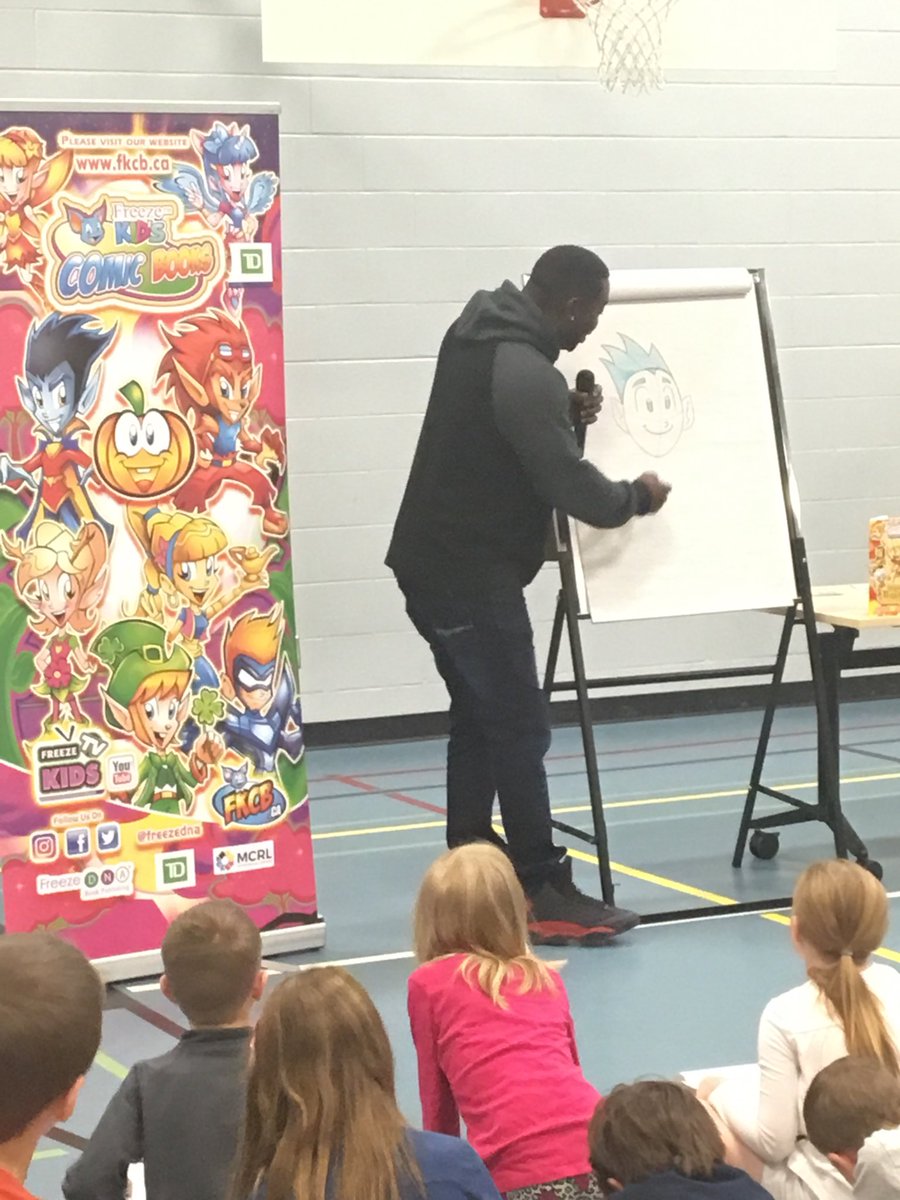 DDS346's tweet photo. Thank you to Justin and Anthony from Freeze Kids Comic Books! You could have heard a pin drop while all 200 kids were engaged in comic drawing! @freezedna https://t.co/i26VD652JN