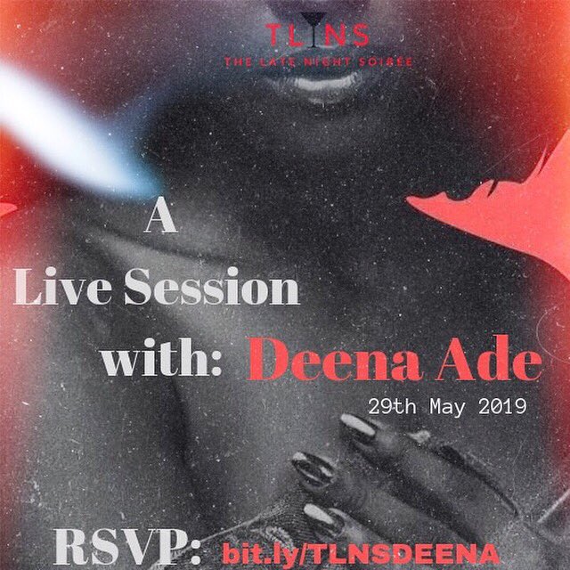 latenightsoiree's tweet photo. Guys, spots are filling up quickly for #SessionsWith @deenaade.
Lock in the 29th for good vibes.
Link in bio to RSVP
#deenaade #maylovefindyou #tlns13 #tlnssessions #SessionsWithDeenaAde #tlnsinspired #goodvibes #thingstodoinlagos https://t.co/oVgAteMS2p