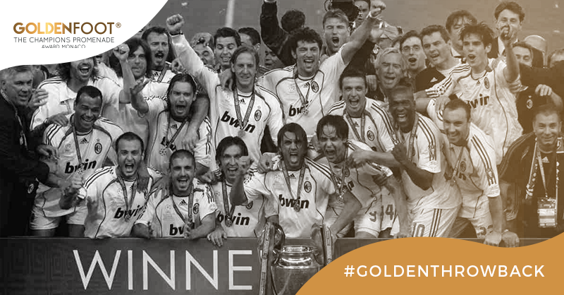 GoldenFootMC's tweet photo. This week’s #GoldenThrowback takes us back to one of the greatest achievements in football by an Italian club: on May 23, 2007 @acmilan won the 7th Champions League of its glorious history, with a solid 2-1 victory over Liverpool. #ThrowbackThursday #TBT https://t.co/5gHc7iSELw
