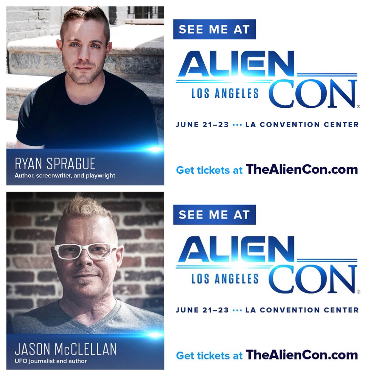 SomewhereSkies's tweet photo. Come see @Acecentric and @RyanSprague51 at Alien Con LA, June 21-23 at the Los Angeles Convention Center! Tickets and schedule at: https://t.co/LknmTFEFyJ 

#AlienCon #AlienConLA #AncientAliens #RoguePlanet #SomewhereintheSkies https://t.co/LM5WQHdk68