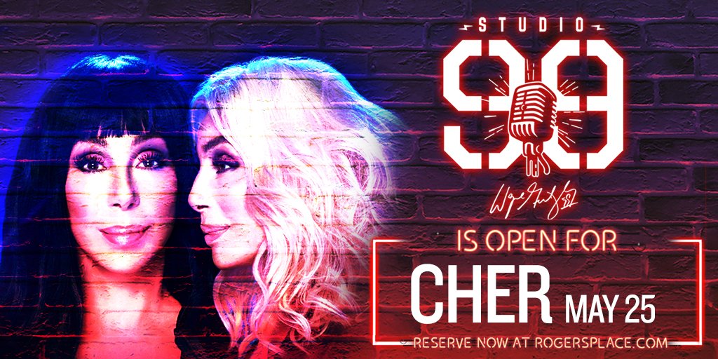 .<a href="/cher/">Cher</a> will be here Saturday! ✨

We're giving one lucky fan the chance to WIN a pair of tix PLUS dinner at #Studio99 in #RogersPlace before the show! 🤤

LIKE &amp; RT this post + tag who you would bring. 

Winner will be selected tomorrow at 3 PM. 🎉

(Tips &amp; drinks excluded)