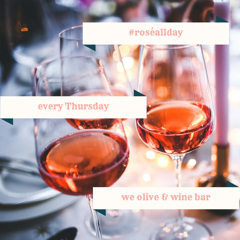 WeOlivePasadena's tweet photo. It's Thursday and you know what that means! Get into the wine bar now for specials on Rose' ALL day long! 
#rose'allday #weoliverose' #rose'please #rose'may https://t.co/0YFbocXNWS