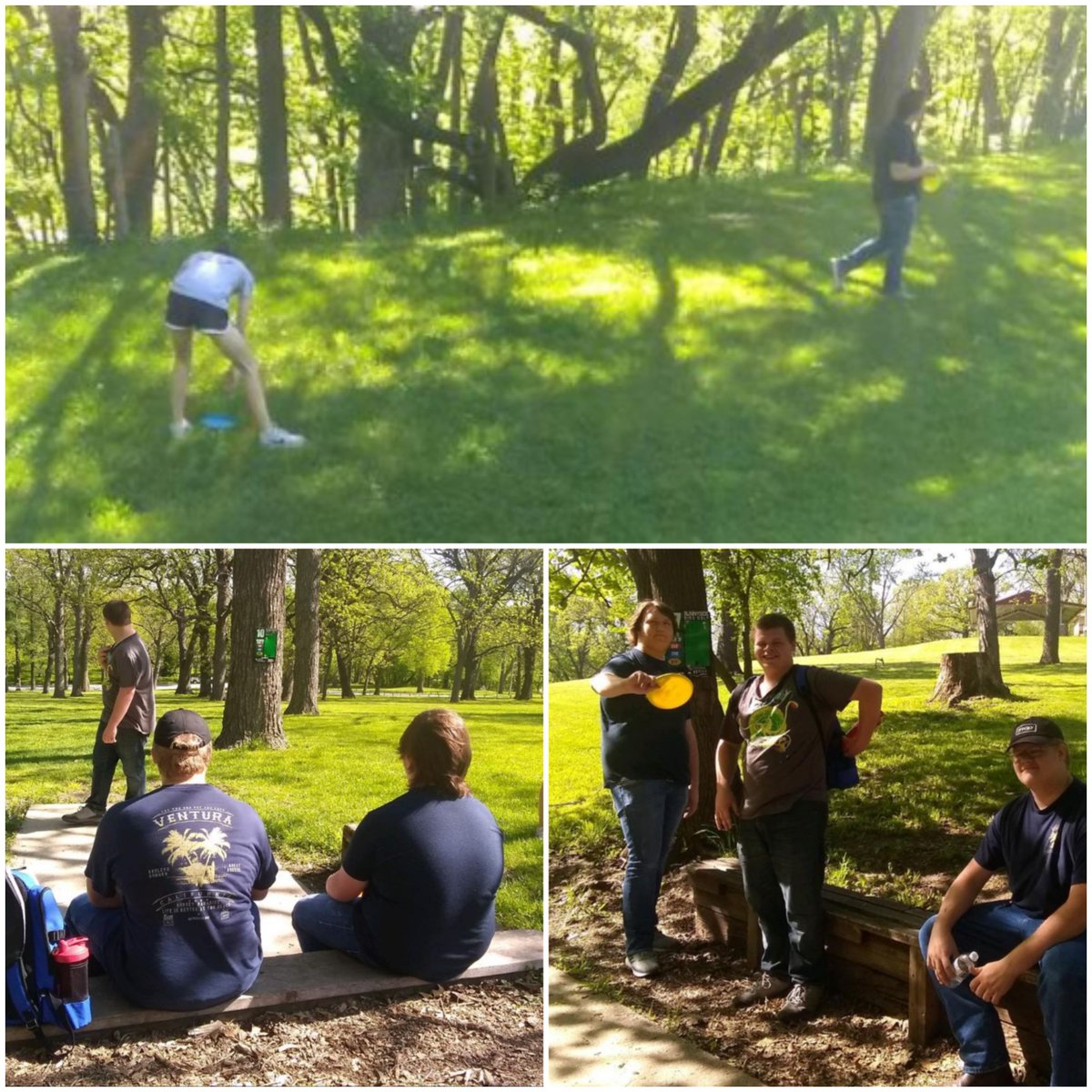 CCEOC students playing a round of disc golf.