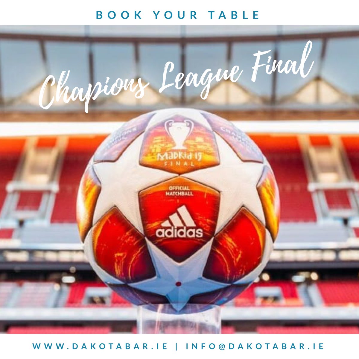 We are now taking bookings for the Champions League Final (Sat 1st June)

We will have all the action live on our HD screens.

Food served from 12pm.

#ChampionsLeague #LIVSPURS