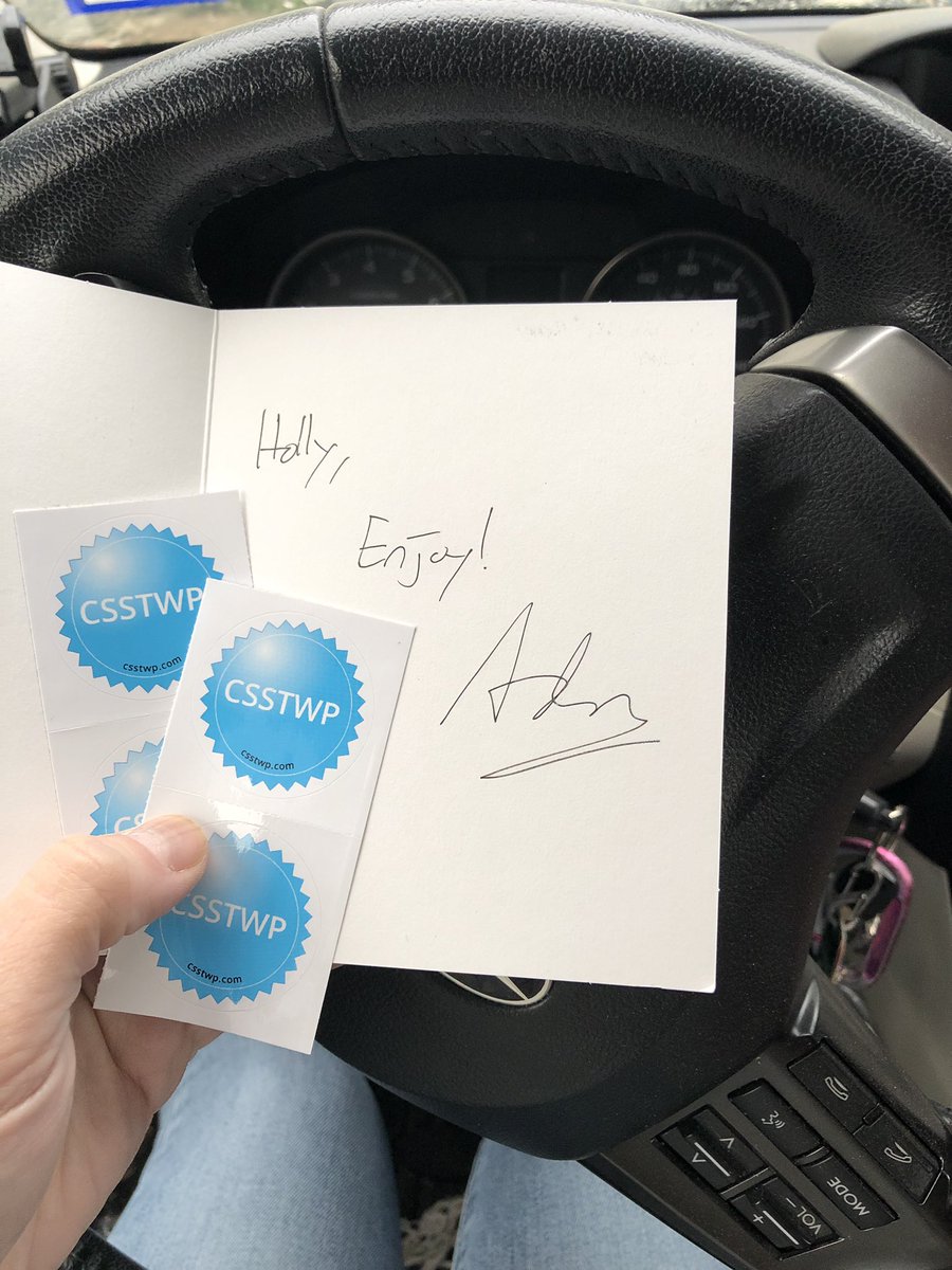 hollyface1975's tweet image. Day. Made. 

Checked the post, perplexingly walked to my car wondering, “Who sent me international mail?”

Oh. @adrianh sent me #csstwp sticker joy!  And he even knew to send them with dogs in sweaters! 🙌 (expect #ResearchOps stickers soon, they’re coming to me this week!)