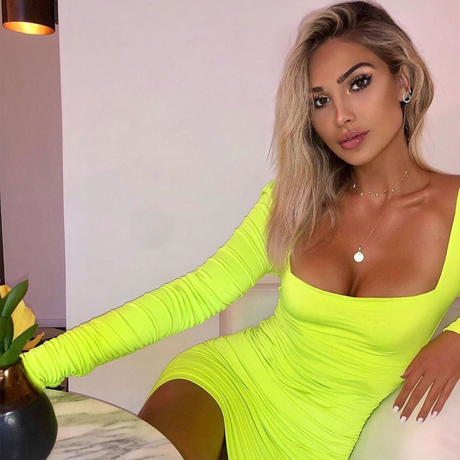 oh polly neon yellow dress