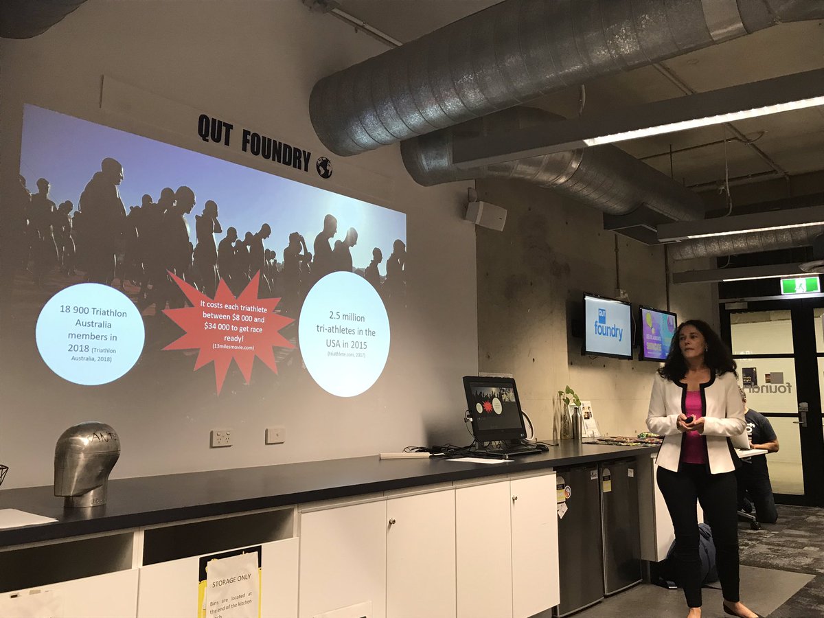 QUTEship's tweet image. #IDEASlaunched pitch at @QUTfoundry by #QUT #entrepreneur (&amp;amp; @qutace research student) Marcia of #startup #TriMatters: #triathlons require a lot of gear &amp;amp; it’s hard to sort &amp;amp; access - until now! Marcia’s bag designs help #triathletes focus on their sport!