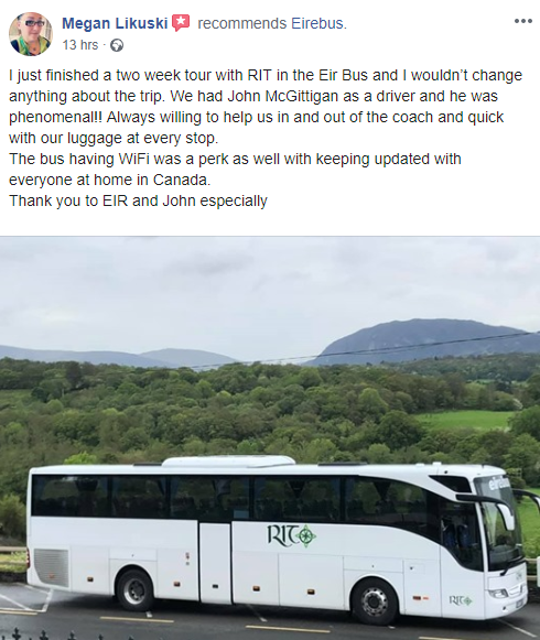 Eirebus (@eirebus) on Twitter photo Another very satisfied customer after a very insightful <a href="/ritvacations/">RIT Vacations</a> travel program. Lovely to read 💚
#CustomerExperience #CustomerSuccess #Travel Another very satisfied customer after a very insightful <a href="/ritvacations/">RIT Vacations</a> travel program. Lovely to read 💚
#CustomerExperience #CustomerSuccess #Travel
